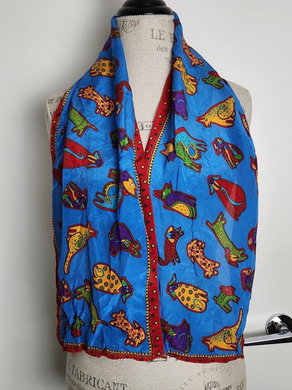 Vintage Silk Scarf Pop Art Dogs